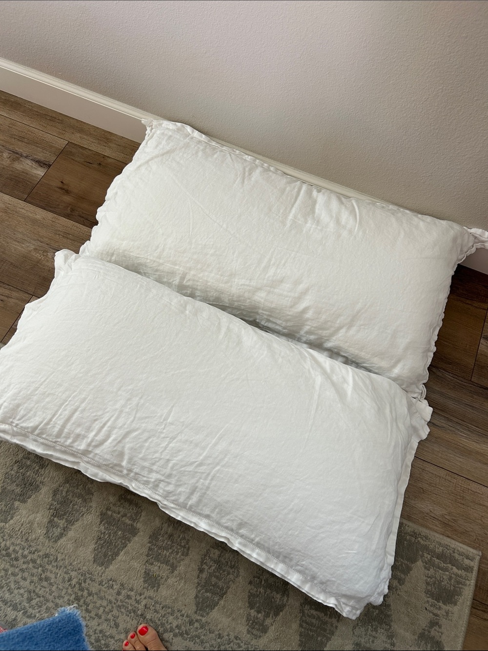 Pottery Barn Belgian flax linen king sham white set of 2